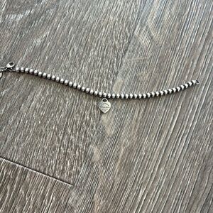 Tiffany & Co. Silver Bead Bracelet with Blue Heart Tag